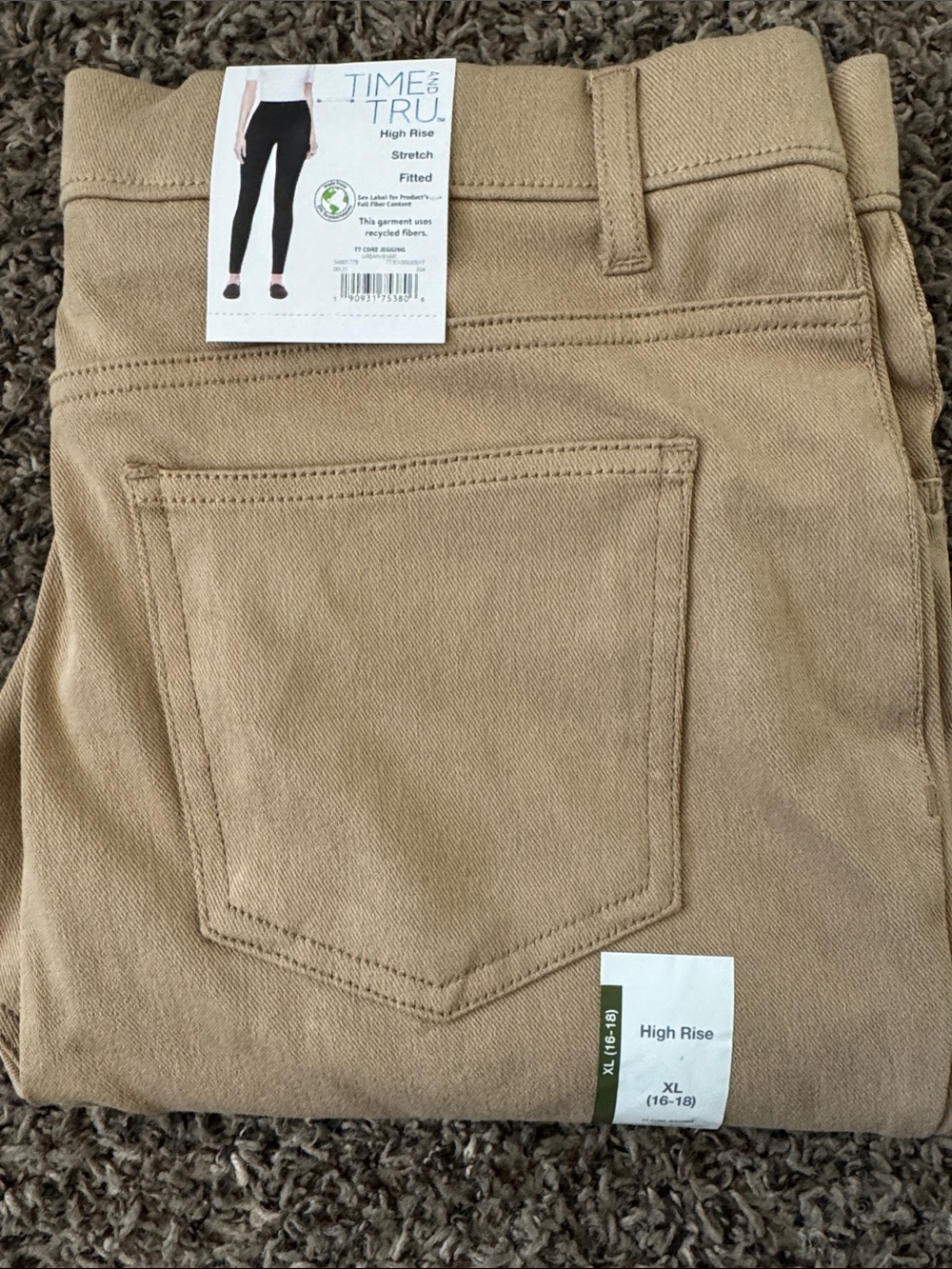 Time and Tru High Rise Stretch Jeans in Khaki